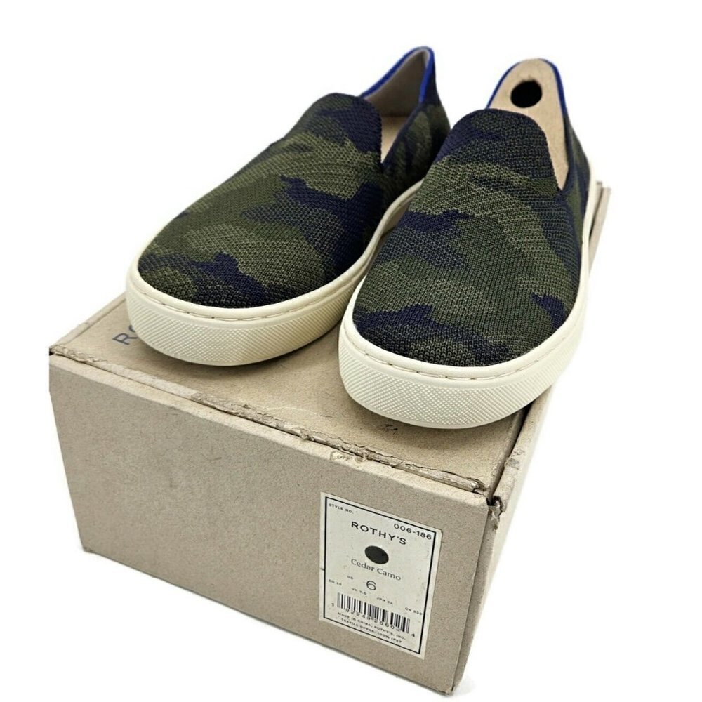 New Rothy's Slip On Sneakers Womens 6 Cedar Camo Rothys Camoflage
